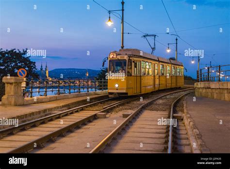 Tram 2 On Its Way By The Danube In Budapest Stock Photo Alamy