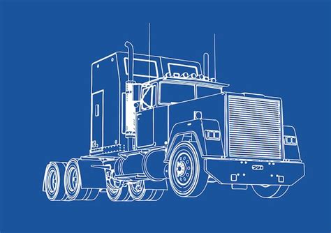 Dessin De Camion Sur Fond Bleu Vecteur Premium