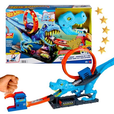 MEGA Zestaw T Rex Hot Wheels City Turbo Pętla Dinozaur Prezent Dla