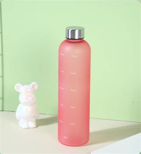 Rhong Oz Motivational Water Bottle With Time Marker To Drink Bpa