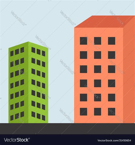 Two Buildings On White Background Royalty Free Vector Image