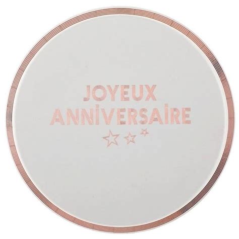 Lot De Assiettes En Carton Joyeux Anniversaire Blanc Et Rose Gold