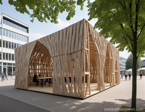 Eco Friendly Enclosed Exhibition Pavilion In Neuss Stable Diffusion