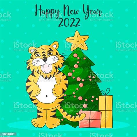 Symbol Of 2022 Illustration With Tiger In Hand Draw Style Stock Illustration Download Image