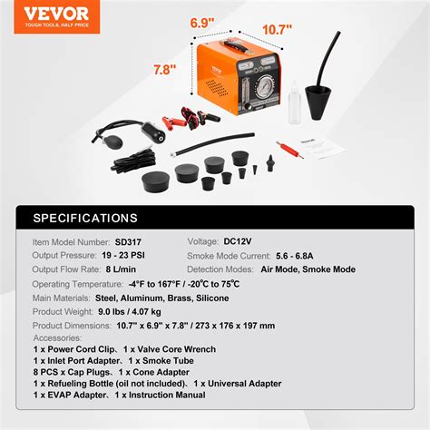VEVOR Automotive Smoke Machine Leak Detector Vacuum Fuel Leak Detection