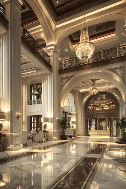 Grand hotel lobby | Premium AI-generated image