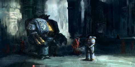 Ultramarine Dreadnought Art By Dmitry Brushray 40K Gallery