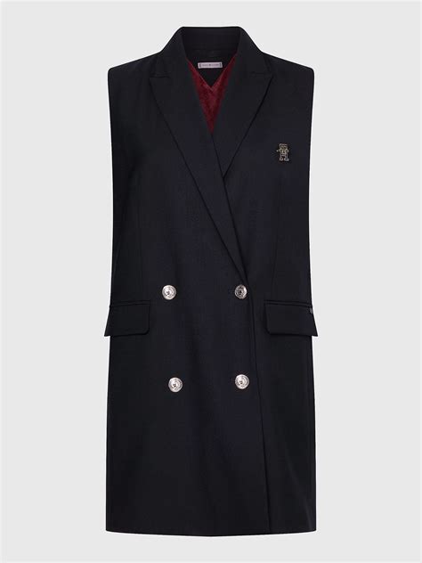 Curve Knee Length Blazer Dress Blue Tommy Hilfiger