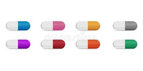 Set Of Pills Or Capsule Medicine With Color Variations Vector Stock