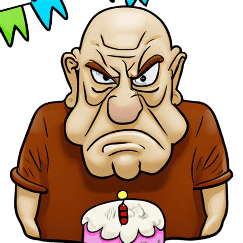 Grumpy Old Cartoon Man On His Birthday · Creative Fabrica