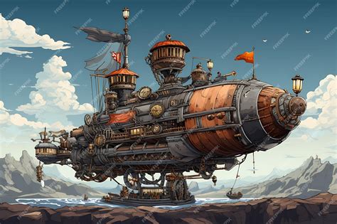 Premium AI Image | Steampunk Airship Embark on a HighFlying Adventure ...