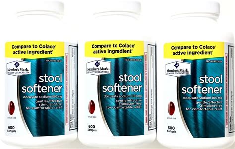 Member Mark Stool Softener Docusate Sodium 100mg Laxative 600 Or 1200