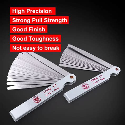 Generic Stainless Steel Feeler Gauge 17 Blade/32 Blade Thickness Gap Metric Filler Feeler Gauge ...