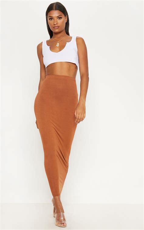 Tan Basic Maxi Skirt Skirts Prettylittlething