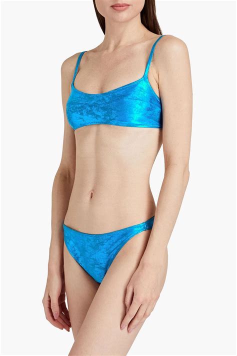 SOLID STRIPED Elsa Metallic Low Rise Bikini Briefs THE OUTNET