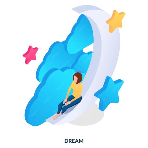 Premium Vector Dream Concept Girl Sitting On The Moon Among The