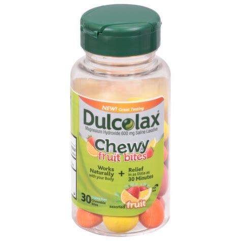 Dulcolax Saline Laxative 600 Mg Chewy Fruit Bites Assorted Fruit