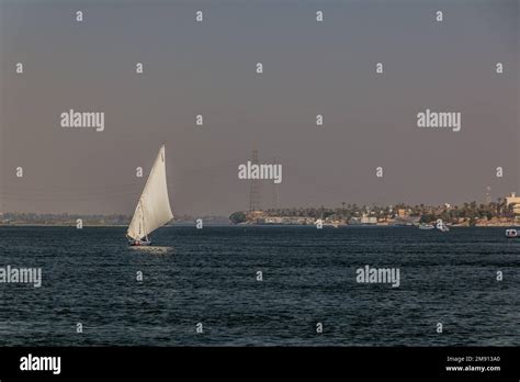 Felucca Sail Boat At The River Nile In Luxor Egypt Stock Photo Alamy