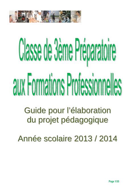 Pdf Guide Pour L Laboration Du Projet P Dagogique Ann E Scolaire