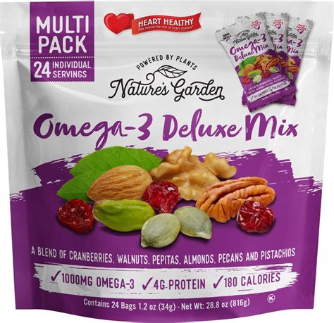 Natures Garden Omega 3 Deluxe Mix Trail Mix Deluxe Mix Nuts Heart