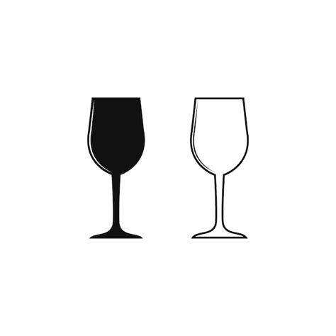 Premium Vector Wine Glass Icon Vector Silhouette And Line On White Background