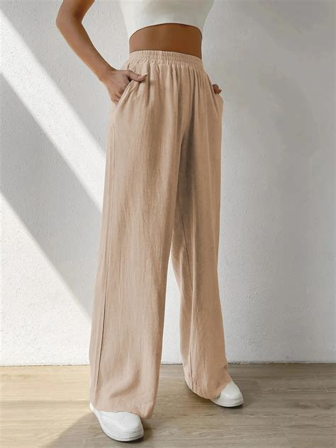 Rosvigor Wide Leg Pants For Women Elastic Waist Womens Pants Casual Lounge Trousers With Pockets