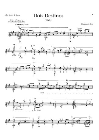 Dilermando Reis Dois Destinos Sheet Music For Acoustic Guitar