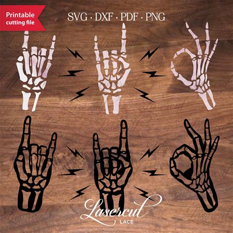 Rock On Skeleton Hands Svg File Ok Sign Halloween Stencil Etsy