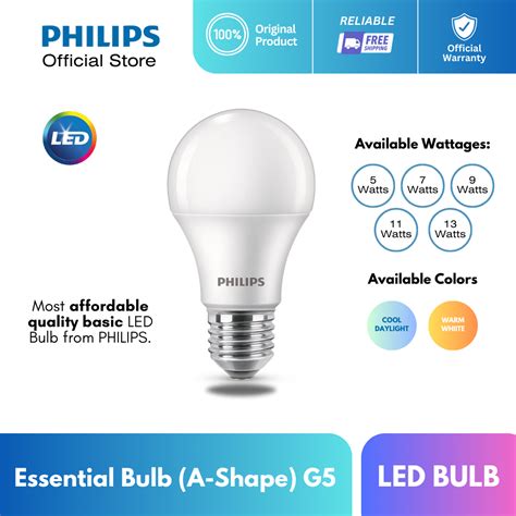 Philips Essential Led Bulbs A Shape G W W W W W Warm White