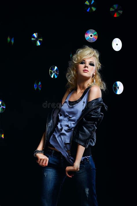 Beautiful Blonde Girl Rocker Stock Image Image Of Disc Portrait 18764865
