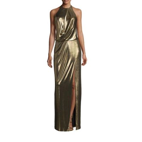 Halston Heritage Halston Gown Twist Front Metallic Depop