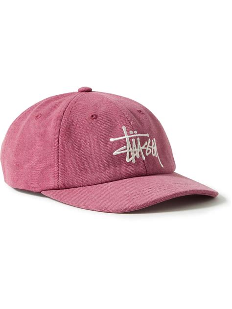 StÜssy Stussy Logo Embroidered Cotton Canvas Baseball Cap Men Pink