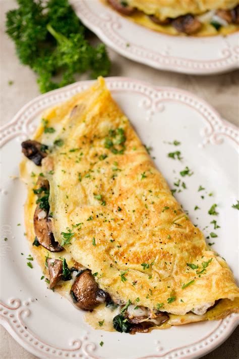 Cheesy Mushroom And Spinach Omelet The Chunky Chef