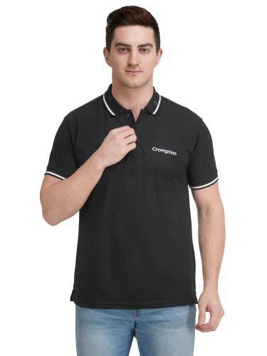 Plain Poly Cotton Mens Collar T Shirt Black Casual Wear At Rs 210