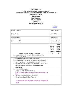 Fillable Online Check Sheet For Alabama Fbla Fax Email Print Pdffiller