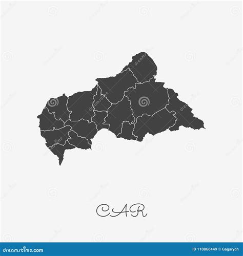 CAR Region Map: Grey Outline on White Background. Stock Vector ...