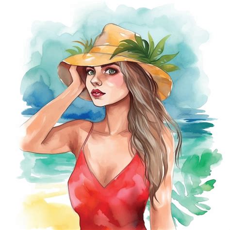 Ilustraci N De Pintura De Acuarela De Ni A Tropical Vector Premium