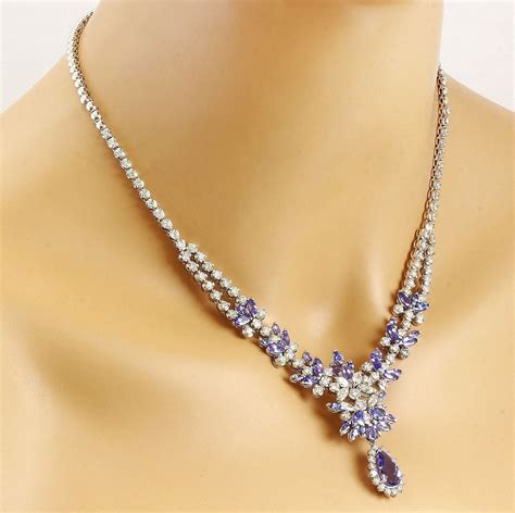 Tanzanite and Diamond Necklace With Pendant in 14k White Gold - Etsy