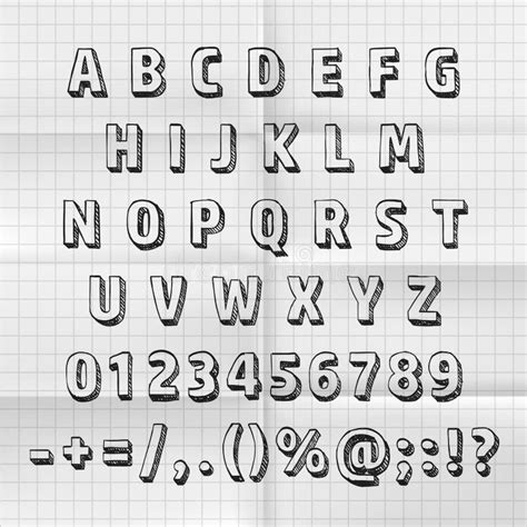 Sketch Font Set On Paper Abc Sign Vector Illustration Stock Vector