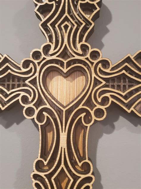 Wooden Layered Cross Laser Cut Cross Home Decor Sacred Etsy