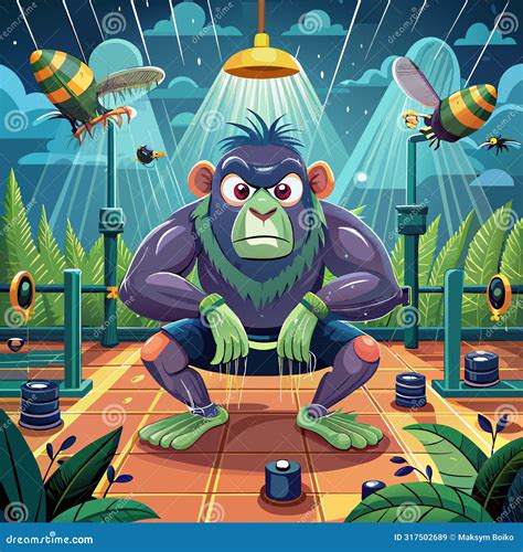 Allens Swamp Monkey Excited Lies Ocean Tree Vector