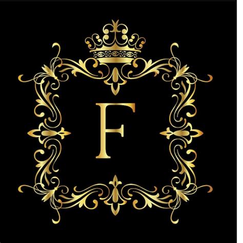 Premium Vector | English letter f with vintage gold floral frame ...