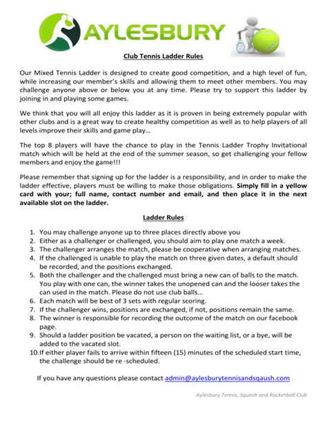 Club Tennis Ladder Rules Aylesbury Tennis Squash And Racketball