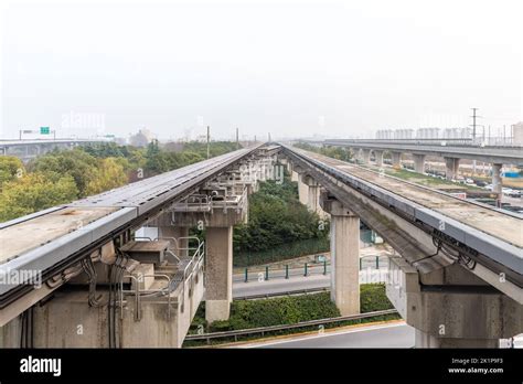 Longyang Road Station Station Maglev Train Of Shanghai China Stock