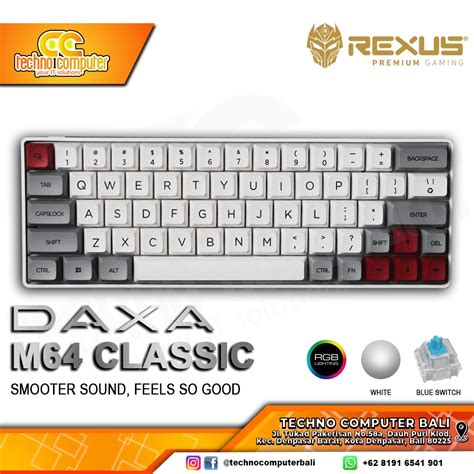 REXUS DAXA M64 CLASSIC White Mechanical Blue Switch Gaming Keyboard