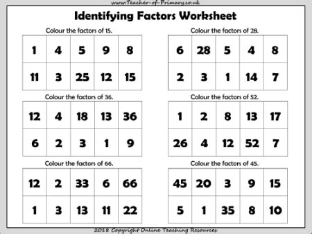 Identifying Factors Maths Year 5