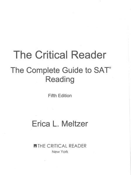 The Complete Guide To Sat Reading Th Edition For Digital Sat E