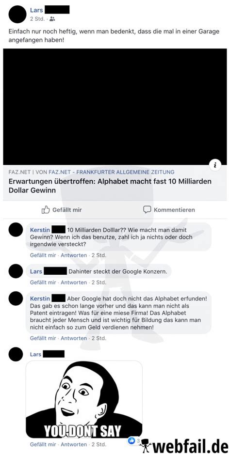 Der Gewinn Mit Dem Alphabet Facebook Fail Des Tages