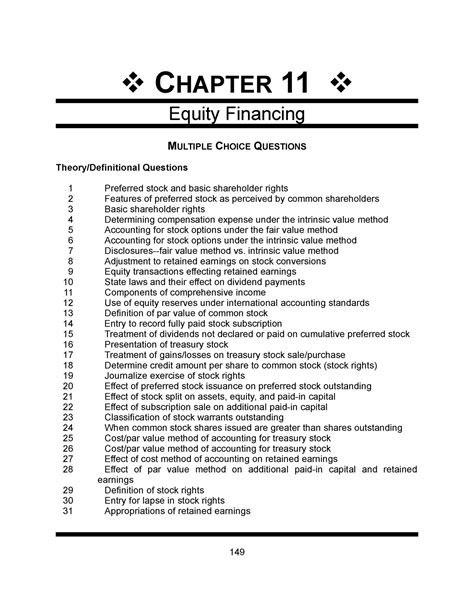 Pdfcoffee Chapter Equity Financing Multiple Choice Questions