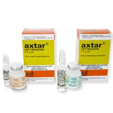 Axtar IV ceftriaxona antibiótico solución inyectable Unipharm RX